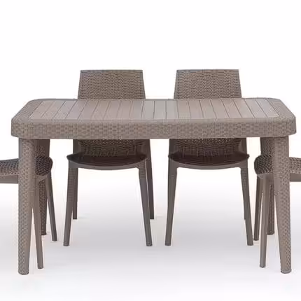 commandez cette table jardin 4 places en tunisie : 1 table retangulaire + 4 chaises jardin sans accoudoirs